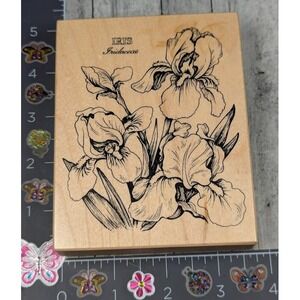 PSX Designs Iris Flowers K040 1992 Rubber Stamp Wood #F21